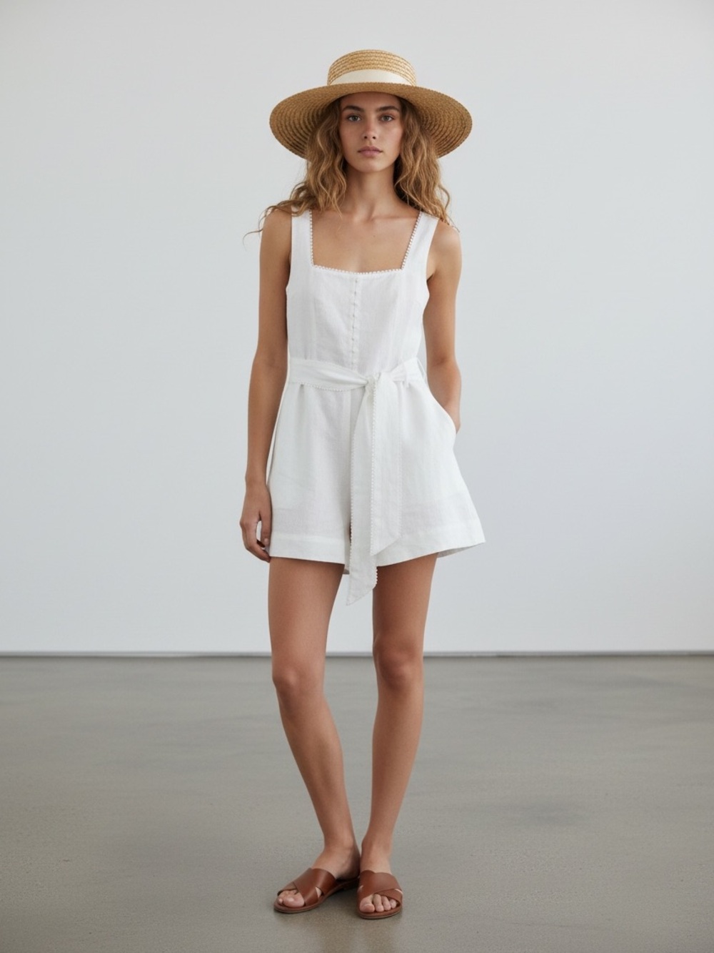 House of Harlow 1960 White Linen Romper